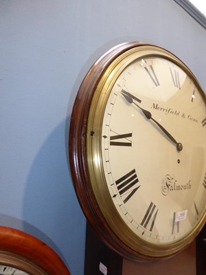 Lot 166 - A 16-inch Mahogany Drop Dial Wall Timepiece,...