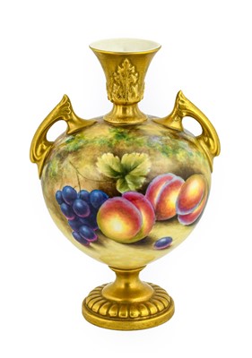 Lot 67 - A Royal Worcester Porcelain Twin-Handled Vase,...