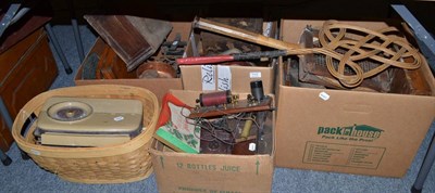 Lot 717 - Assorted collectable items including Bush radio, cameras, woodworking planes, taxidermy squirrel in