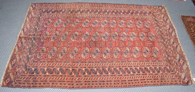 Lot 368 - Tekke rug, the madder field with three columns...