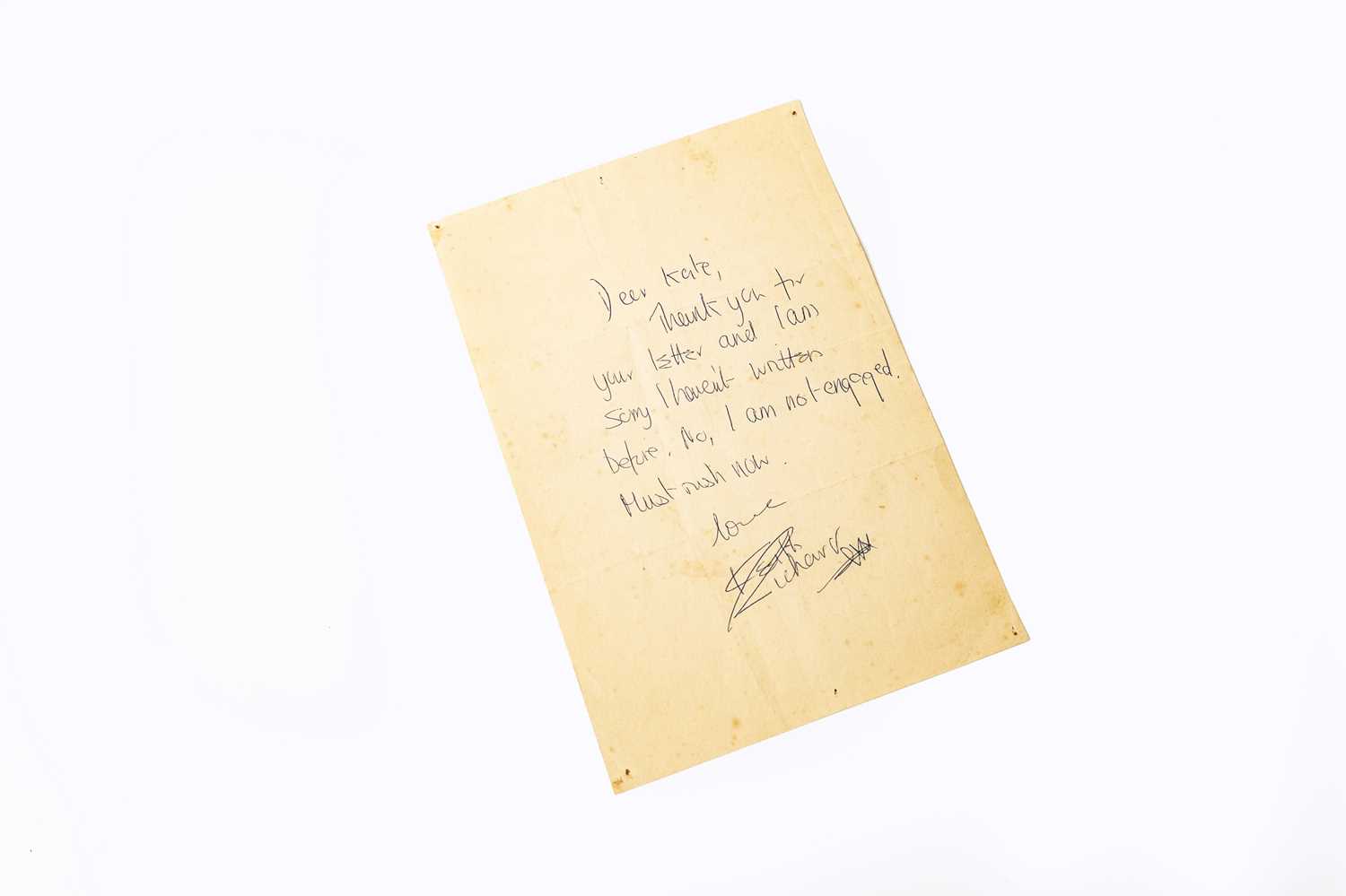 Lot 3135 - Keith Richards Handwritten Letter