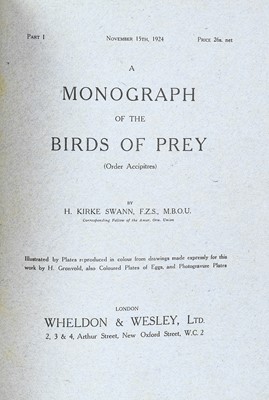 Lot 82 - Swann (H. Kirke). A Monograph of the Birds of Prey, 1st edition, 1924-45, one of 412 copies