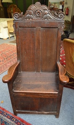 Lot 1079 - ^ An Early 18th Century Joined Oak Armchair,...