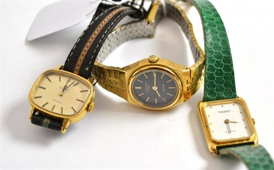 Lot 8 - Three lady's wristwatches signed Omega, Longines, Tissot (3)