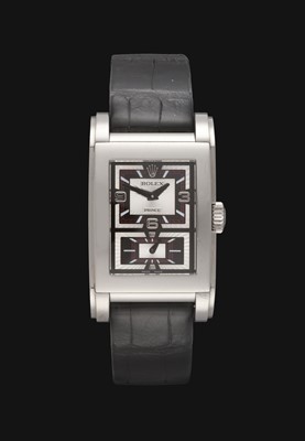 Lot 2235 - An 18 Carat White Gold Rectangular Wristwatch,...
