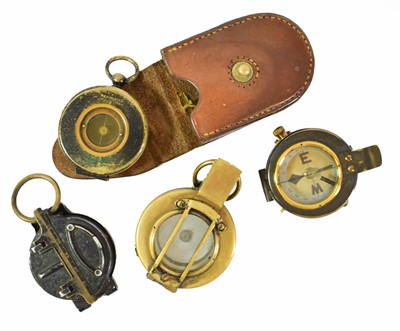 Lot 107 - Two Brass Cased Prismatic Compasses, each with...