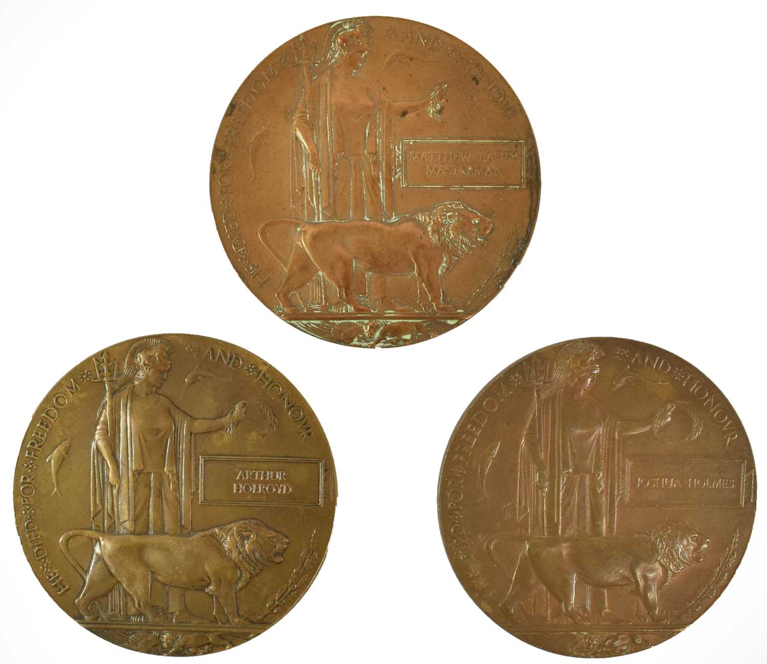 Lot 1 - Three First World War Memorial Plaques:- to...