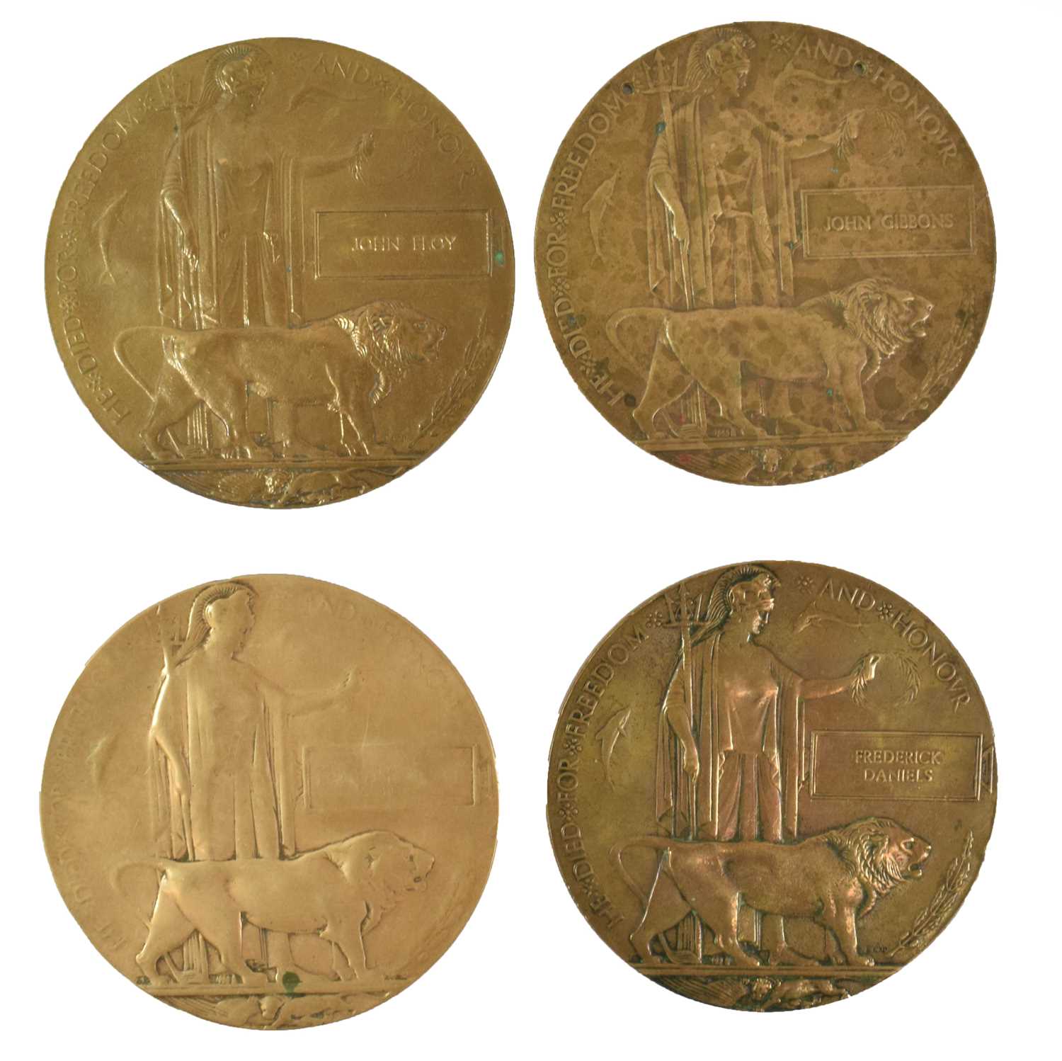 Lot 3 - Four First World War Memorial Plaques:- to...
