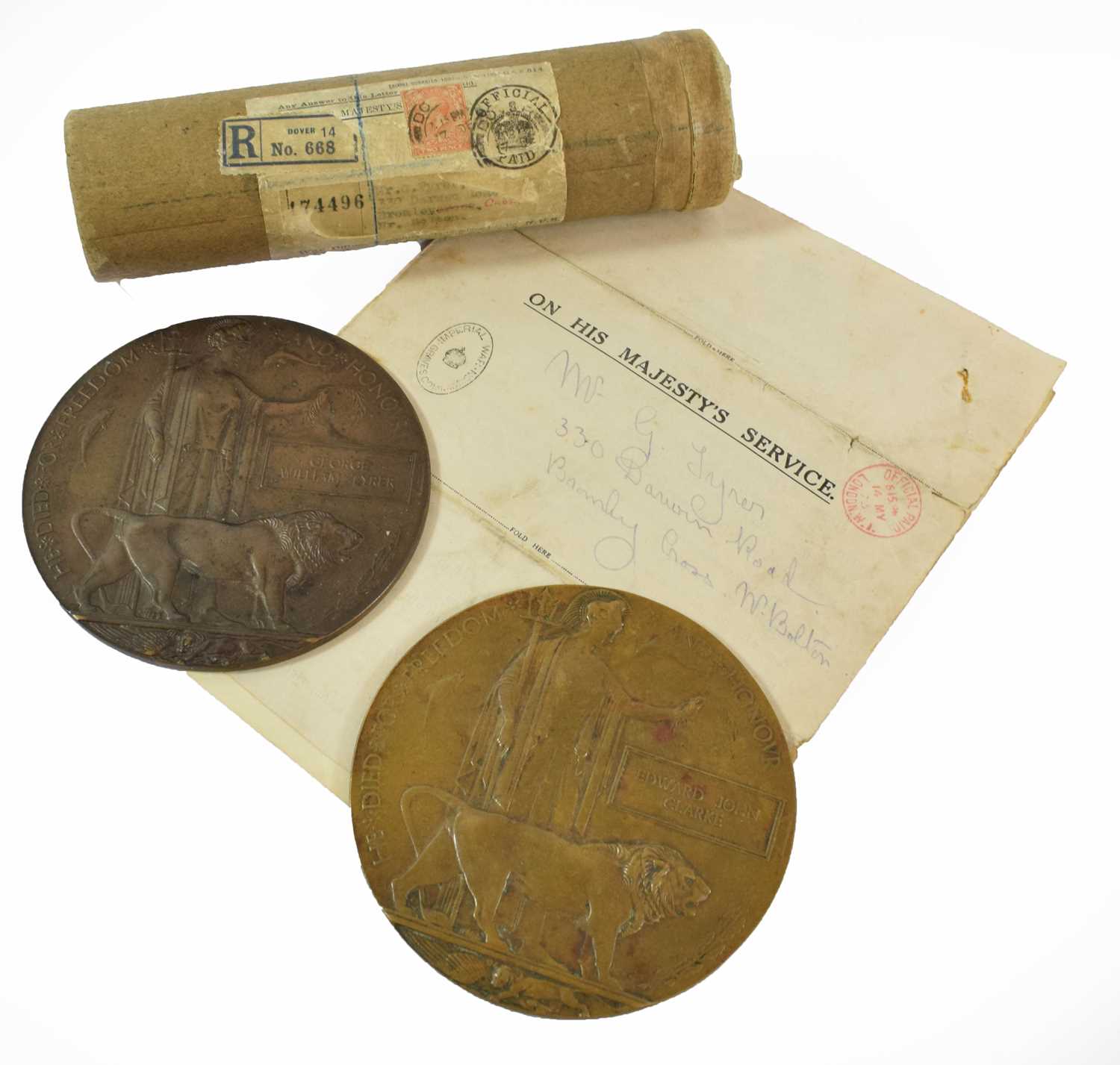 Lot 5 - Two First World War Memorial Plaques:- to...