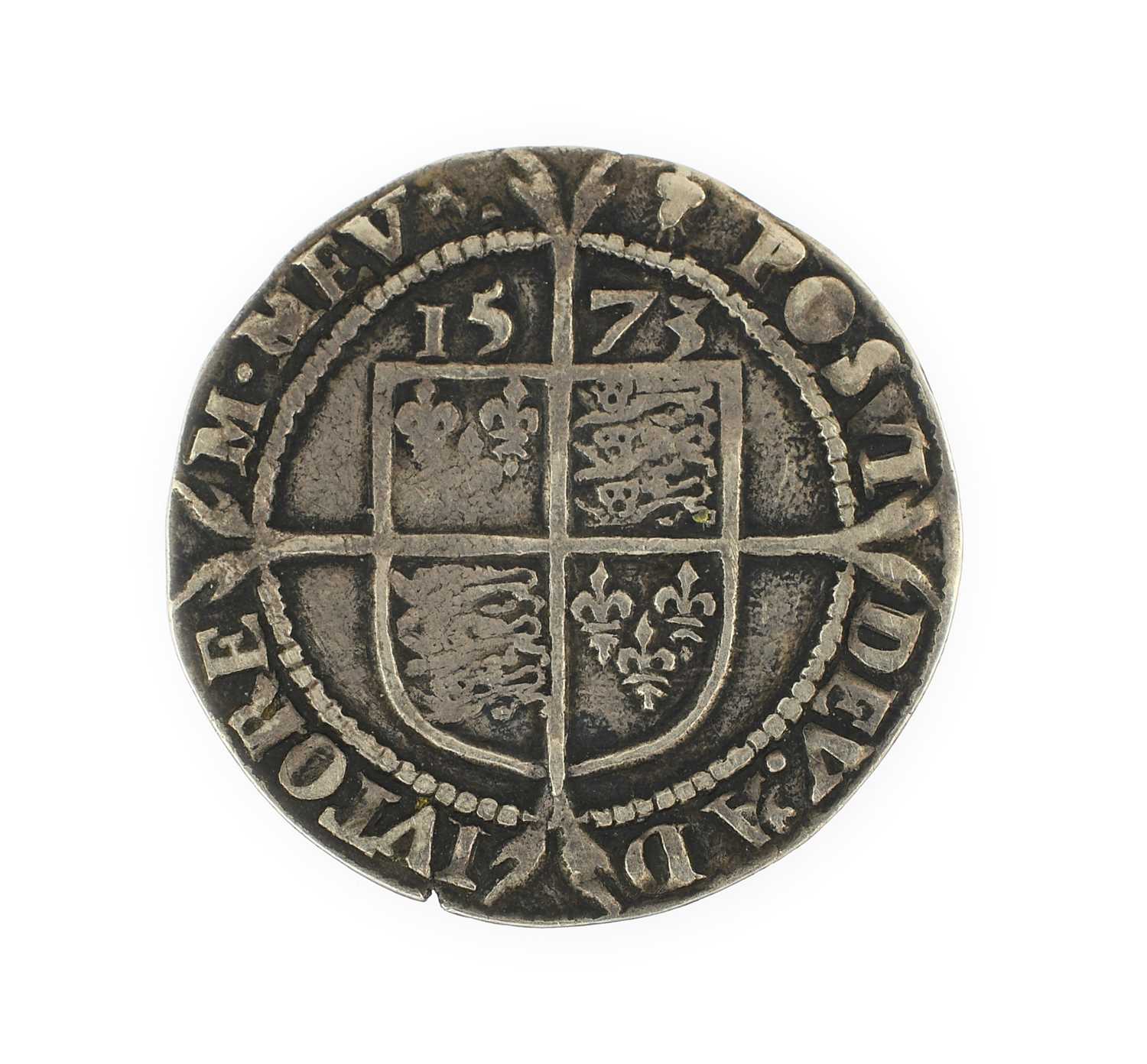 Lot 9 - Elizabeth I, Sixpence with rose & date 1573,...
