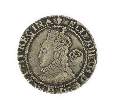 Lot 9 - Elizabeth I, Sixpence with rose & date 1573,...
