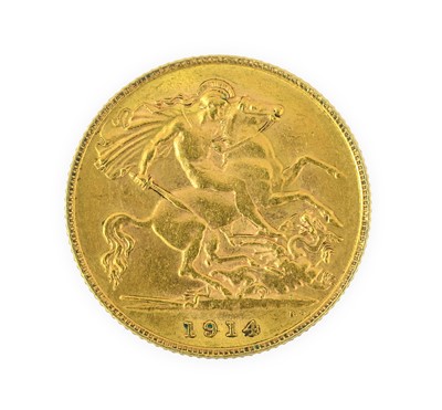 Lot 15 - George V, Half Sovereign 1914, small scratch...