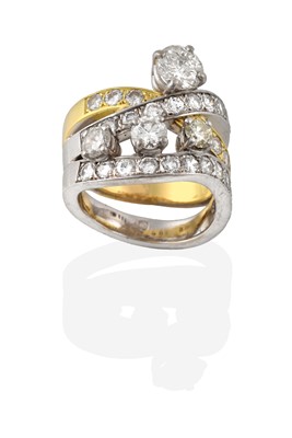 Lot 2325 - An 18 Carat Gold Diamond Ring, three yellow...