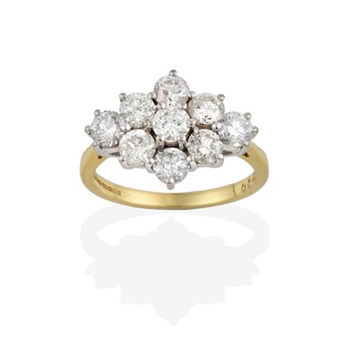 Lot 2317 - An 18 Carat Gold Diamond Cluster Ring, the...