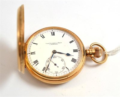 Lot 22 - A 9ct gold full hunter pocket watch, signed Thos Russell & Son, Liverpool