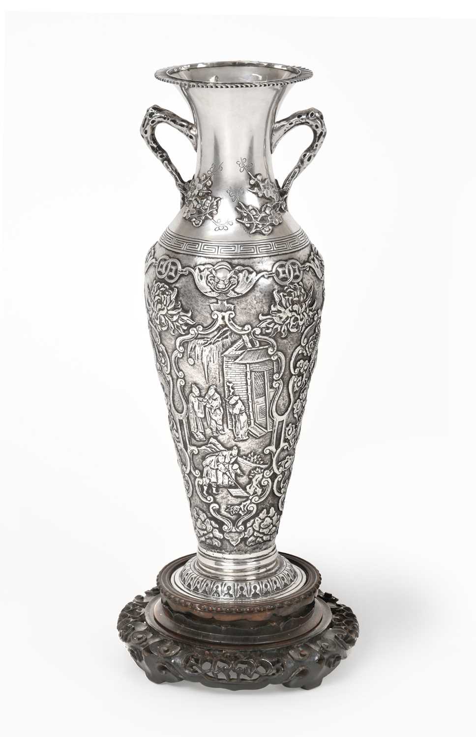 Lot 2078 - A Chinese Export Silver Vase, by Kwong Hing...
