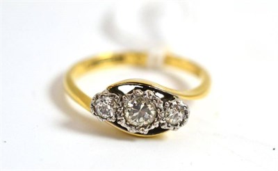 Lot 30 - A diamond three stone ring, circa 1930, total estimated diamond weight 0.50 carat approximately