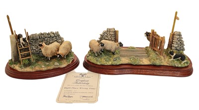 Lot 115 - Border Fine Arts 'Right Place Wrong Time' (Swaledale Tup, Ewes and Border Collie)