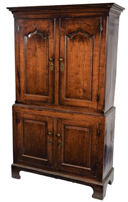 Lot 218 - A Good Oak Press Cupboard, late 18th century,...