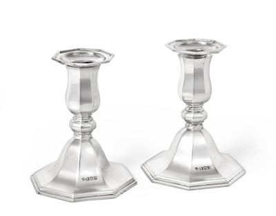 Lot 2120 - A Pair of George V Silver Candlesticks by...