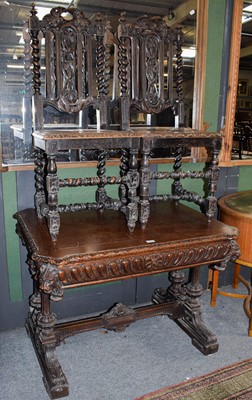 Lot 453 - A Victorian carved oak library or centre table,...