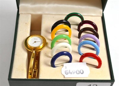 Lot 42 - A lady's Gucci wristwatch with interchangeable bezels