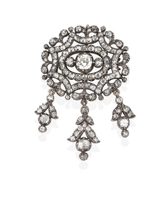 Lot 2257 - A Mid 19th Century Diamond Brooch, the central...