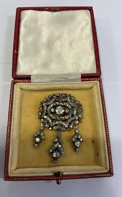 Lot 2257 - A Mid 19th Century Diamond Brooch, the central...