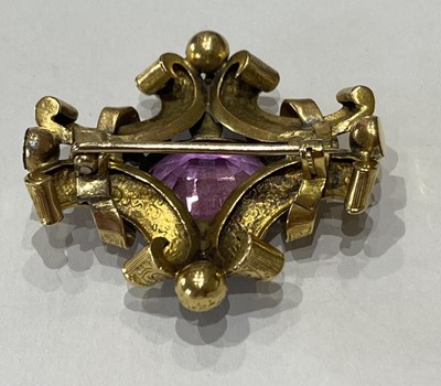 Lot 2013 - A Late Victorian Imperial Pink Topaz and Enamel Brooch