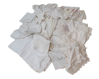 Lot 1034 - Assorted white linen and assorted textiles...