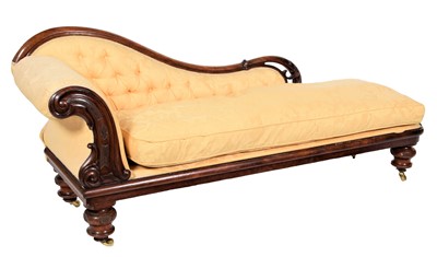 Lot 299 - A Victorian Mahogany-Framed Chaise Longue,...