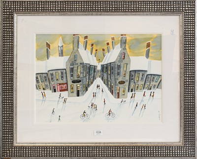 Lot 377 - John Ormsby (b.1969), Street scene in the snow...