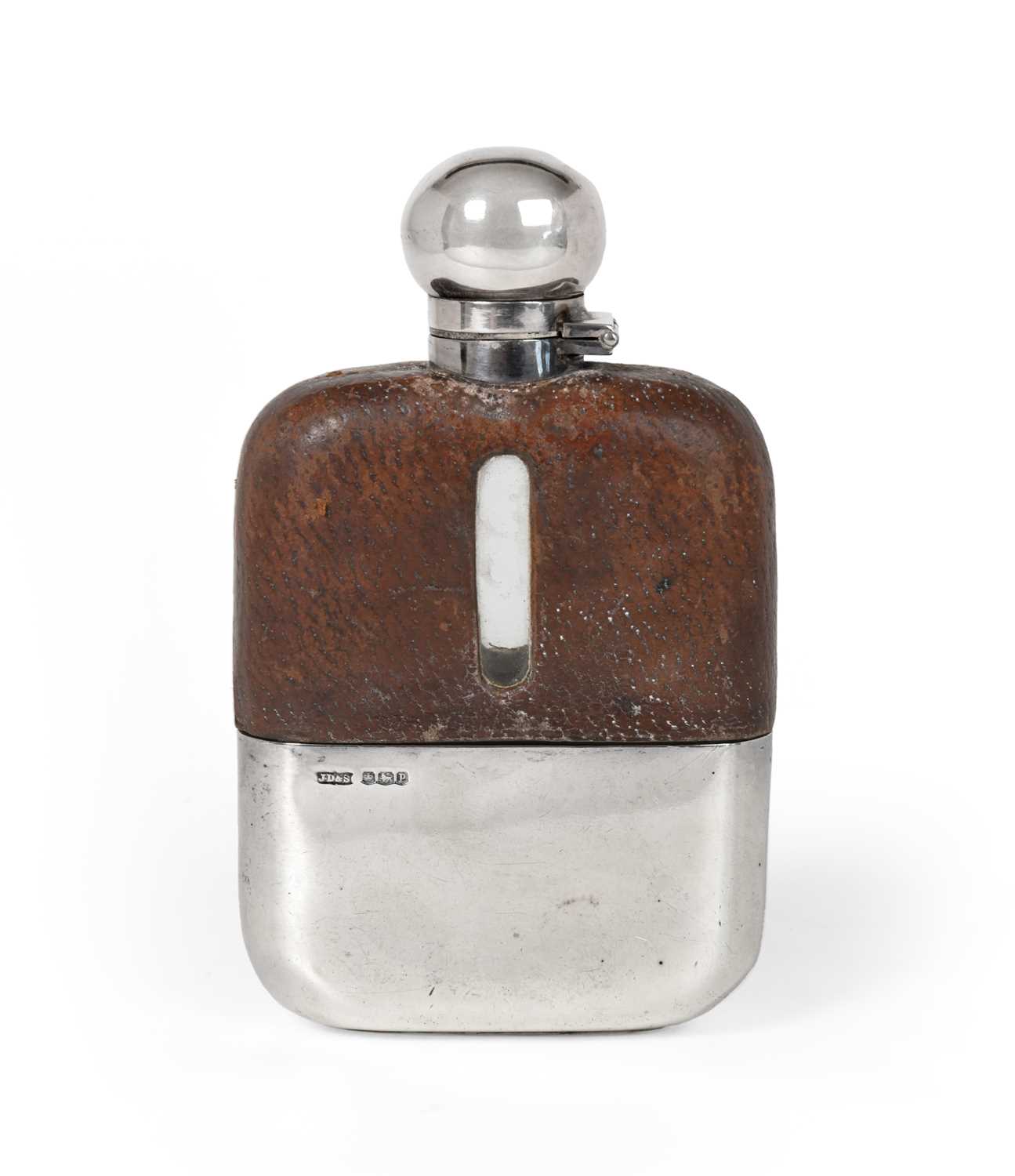 Lot 2125 - A George V Silver-Mounted and Leather Covered...