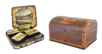 Lot 5 - A Victorian Papier Mache Decorated Box, 2nd...