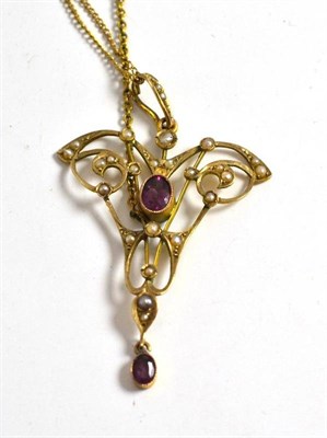 Lot 57 - An early 20th century seed pearl pendant on chain