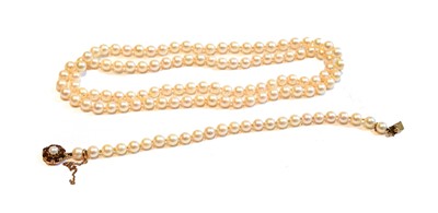 Lot 143 - A cultured pearl necklace, length 62cm; and a...