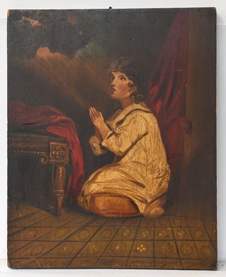 Lot 1032 - After Thomas Lawrence, child praying, oil on...