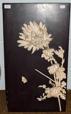 Lot 111 - A Japanese Meiji period panel applied with...