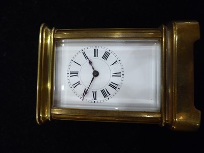 Lot 1081 - A Small Brass Carriage Timepiece, signed Henri...