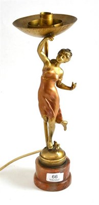 Lot 66 - An Art Deco lamp modelled as a dancing girl on a marble base