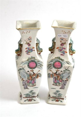 Lot 78 - Pair of square section Chinese vases decorated with figures