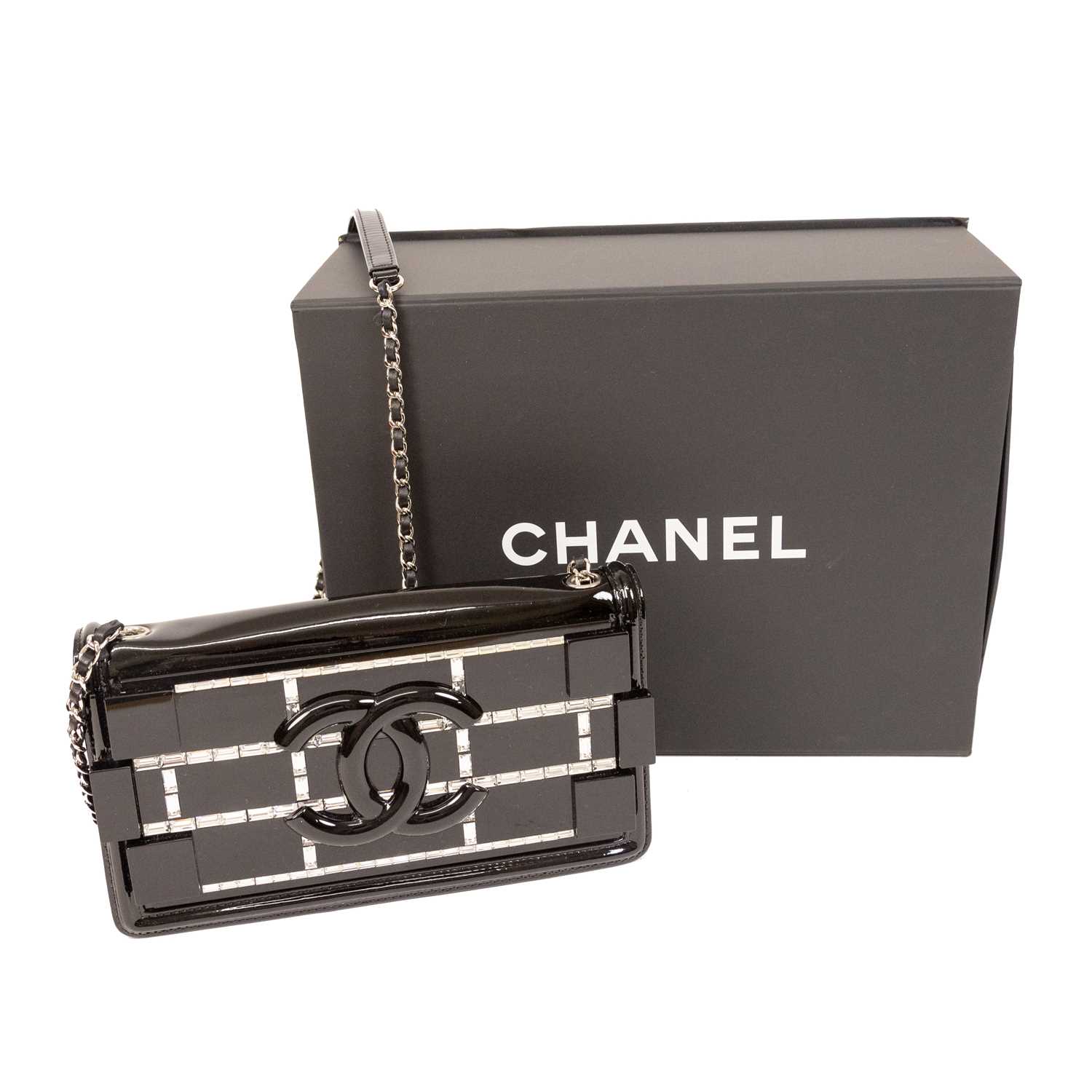 Lot 3054 - Chanel Black Patent and Leather Baguette...