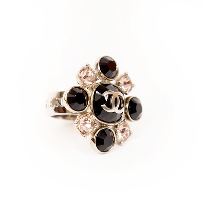 Lot 3022 - A Black and Pink Stone Ring, by Chanel, the...