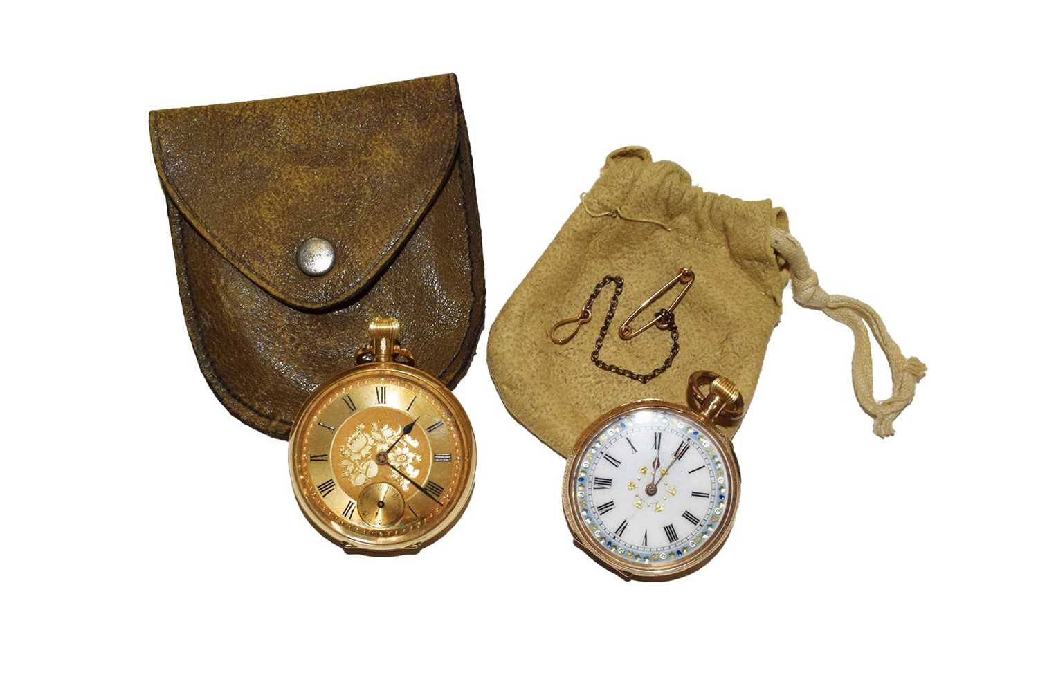 Lot 102 - An 18 carat gold open faced pocket watch and...