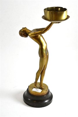 Lot 80 - An Art Deco lamp modelled as a topless bather on a marble base