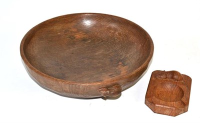 Lot 81 - A Robert ";Mouseman"; Thompson oak fruit bowl, with carved mouse to the exterior and a Robert...