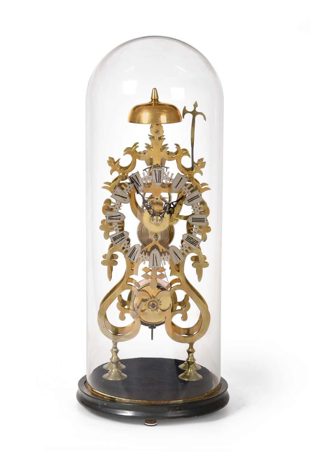 Lot 136 - A Brass Skeleton Mantel Timepiece with Passing...