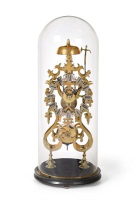 Lot 136 - A Brass Skeleton Mantel Timepiece with Passing...