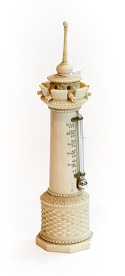 Lot 88 - Ivory lighthouse desk thermometer, circa 1900
