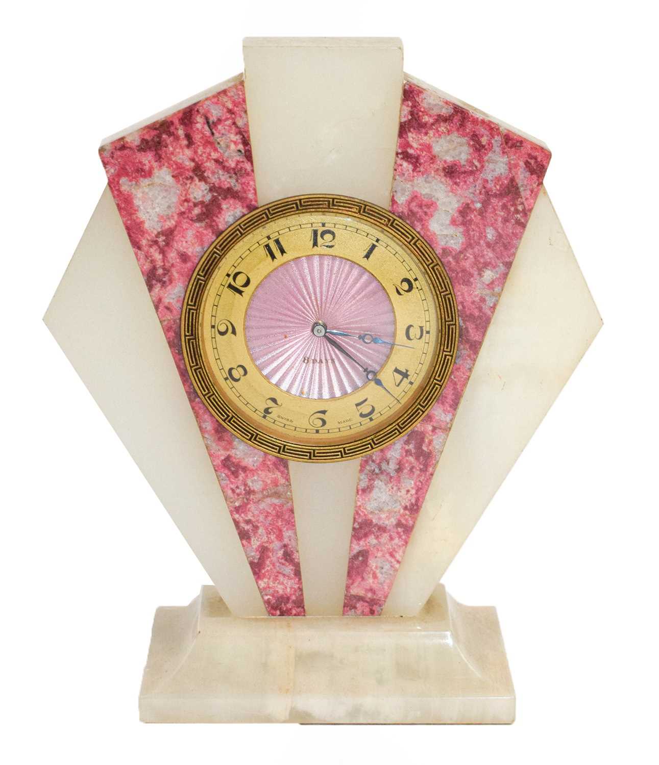 Lot 54 - An Art Deco onyx and marble eight-day timepiece
